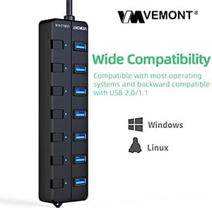 USB hub, 7 Port USB 3.0 Hub, VEMONT USB Splitter - Image 8