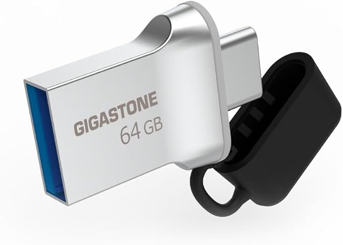 GIGASTONE 64GB Nano Luxus Dual Drive, Z50 USB 3.2 Gen 1, 2-in-1 USB-A & Type-C by Gigastone
