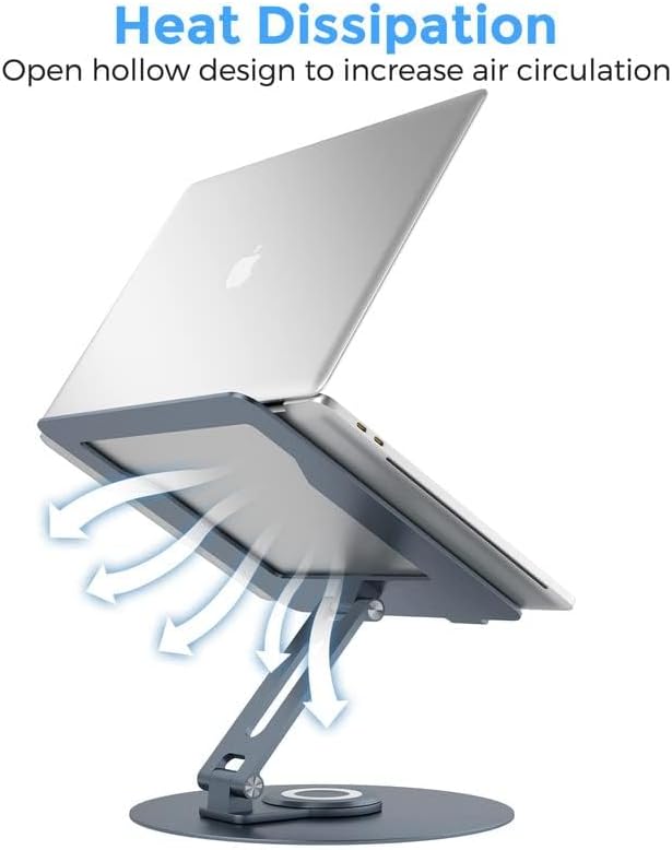 Swivel Laptop Stand for Desk, Adjustable Height Aluminum Computer Stand - Image 8