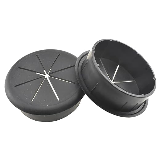 HAHIYO 2Pcs 2.4Inch/60mm Black ABS Plastic Eight-petaled Desk Grommet Wire - Image 5