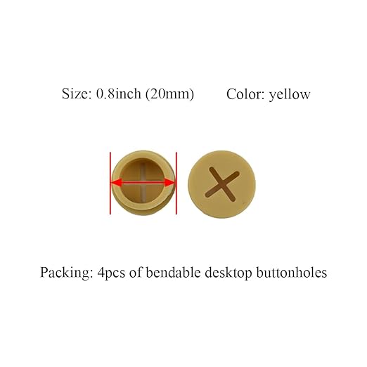 HAHIYO 4Pcs 0.8Inch/20mm Yellow Flexible Rubber Desk Grommet Wire Grommet Cable - Image 2