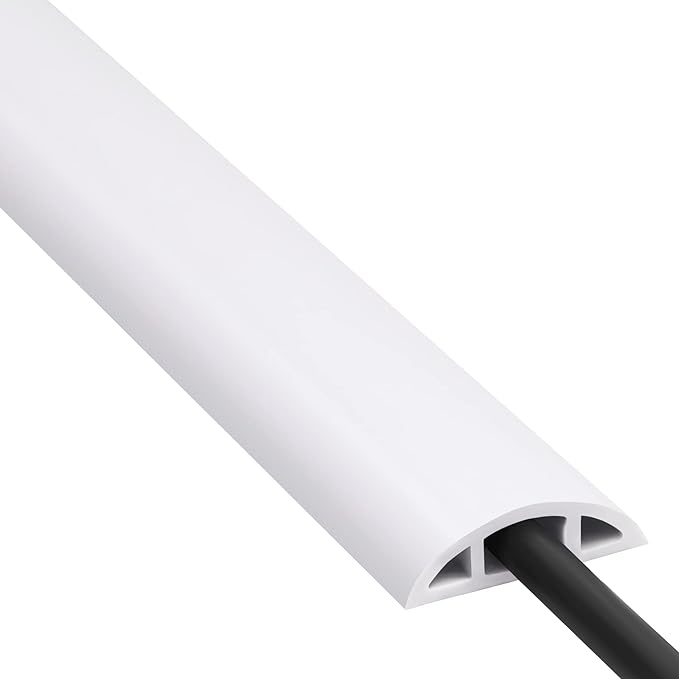 Cord Cover Floor 6ft White, PVC Floor Cable Cover, Cord Hider Floor Cord by ZhiYo