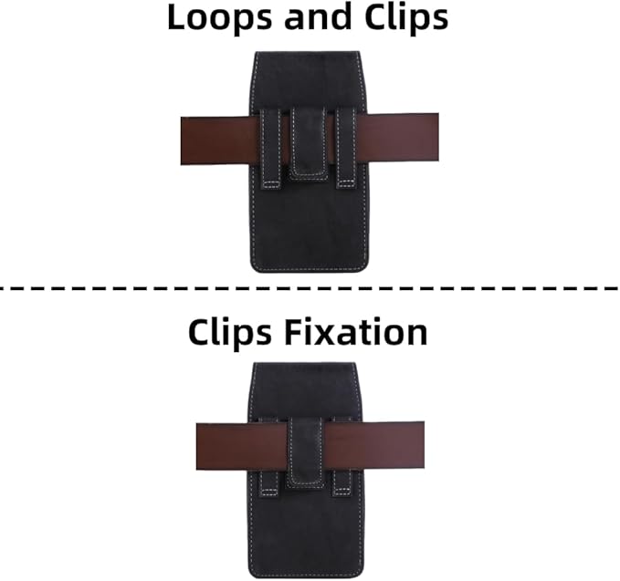 Universal Phone Holster Phone Pouch Case Belt Clip Belt Loops Card Slot Faux - Image 3