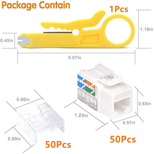 VCE Cat6 RJ45 Keystone Jacks UL Listed 50-Pack, Punch Down Ethernet Wall Jack - Image 3