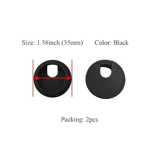 HAHIYO 2Pcs 1.38Inch/35mm Black ABS Plastic U-Shaped Desk Grommet Wire Grommet - Image 2
