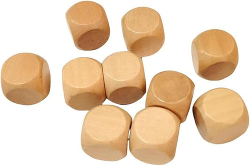 10 Pcs Wooden Dices, Round Corner Cube Dice 6 Sided Blank Dice DIY Graffiti by Unknown