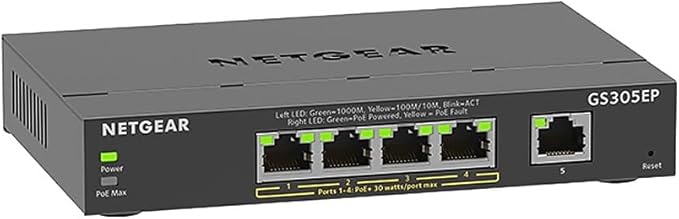 NETGEAR 5 Port PoE Gigabit Ethernet Easy Smart Managed Essentials Switch - - Image 3