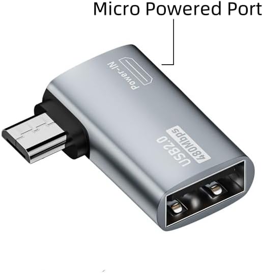 Powered Left Angle USB 2.0 Micro Male to USB Female Host OTG Adapter - Image 3