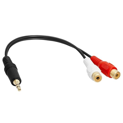 3.5mm 6 in Mini Plug to 2 RCA Female Audio Stereo Adapter 6 inch Cable by Cmple