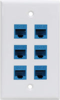 Cat 6 Ethernet Wall Plate 6 Port, Ethernet Wall Plate Female-Female Removable by Phizli