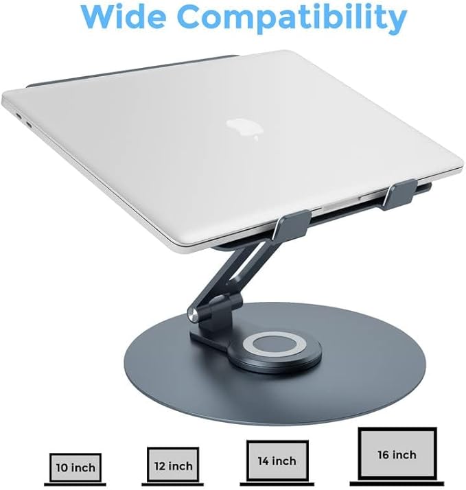 Swivel Laptop Stand for Desk, Adjustable Height Aluminum Computer Stand - Image 4
