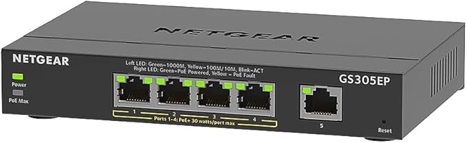 NETGEAR 5 Port PoE Gigabit Ethernet Easy Smart Managed Essentials Switch - by NETGEAR