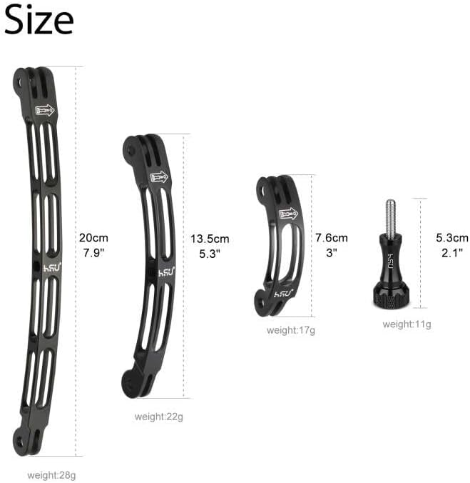 HSU Aluminum Alloy Curved Extension Arm Kit Metal Pole Mount Helmet Stick - Image 2