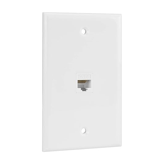 Ethernet Wall Plate, 1 Port Cat 6 RJ45 Keystone Female to Female Wall Plate by RICNOS