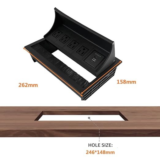 ZESHAN Brush Cable Cubby Connectivity Box Conference Table Power Box - Image 6