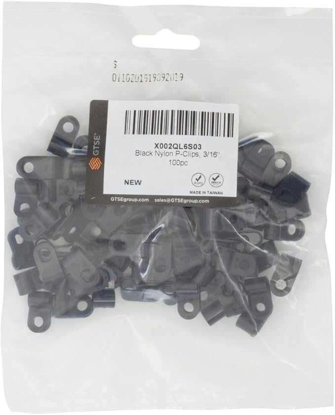 GTSE Black Nylon Plastic Cable Clamps, 3/16" Screw Mounts - Image 5