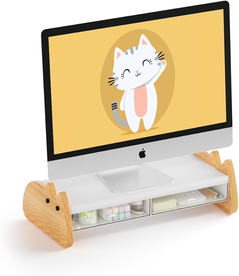 Monitor Stand Riser, Wooden & MDF Computer Desktop Stand by AFOOYO