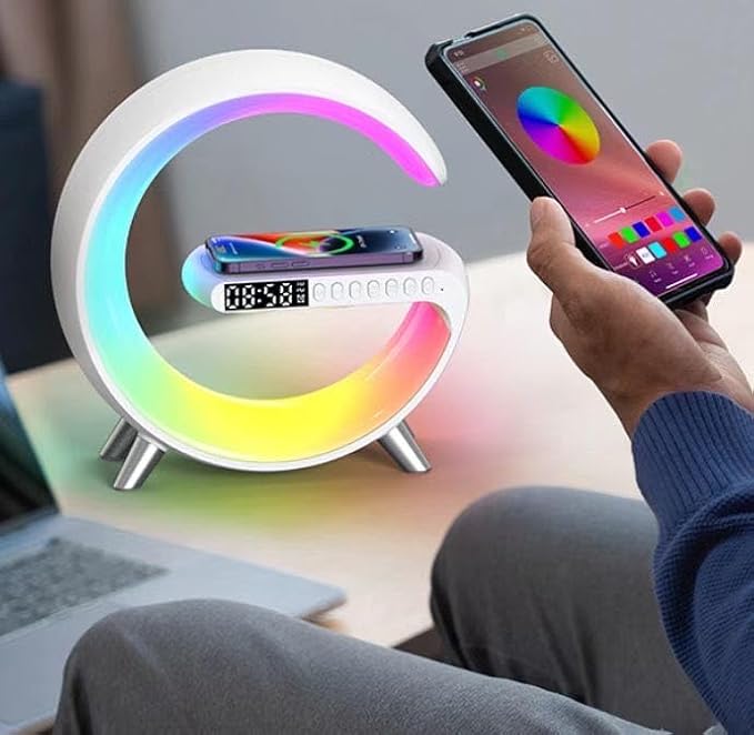 Smart Table Lamp with 4-in-1 Wireless Charger, Night Light, Alarm Clock - Image 6