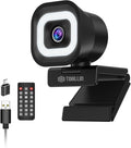 TOALLIN 4K Webcam with Ring Light, Remote Control, PDAF Auto-Focus, 1/2.5" by IdealforVideoConferencingandLiveStreaming