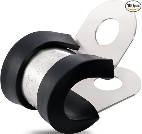 100PCS Cable Clamps 5/16 Inch 304 Stainless Steel Cable Clamps Rubber Coated by OURU