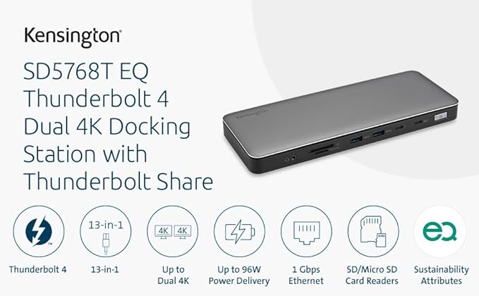 Kensington SD5768T EQ Thunderbolt 4 Docking Station, Dual 4K@60Hz via HDMI/TB4 - Image 5