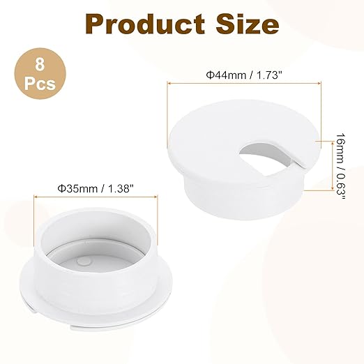 uxcell 8 Pcs 35mm Desk Grommet, Plastic Cable Hole Cover, Wire Cord Cable - Image 2