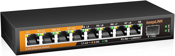 8 Port 2.5G Switch Unmanaged, Ethernet Switch by keepLiNKNetwork