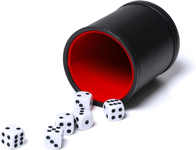 Leatherette Dice Cup Set Red Felt Lined Shaker - Image 3