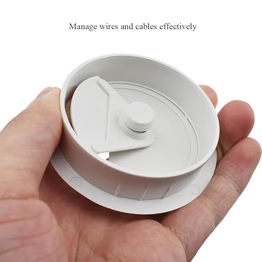 HAHIYO 2Pcs 2.4Inch/60mm White ABS Plastic Sector-Shaped Desk Grommet Wire - Image 5