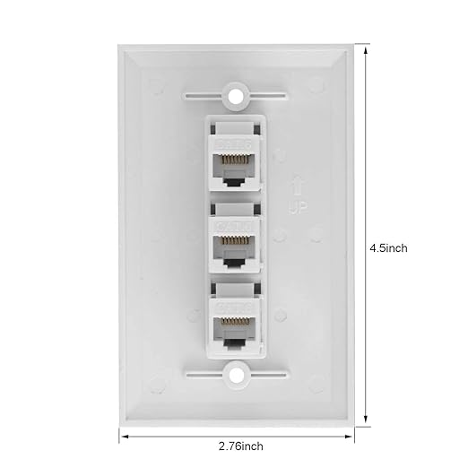 Ethernet Wall Plate, 3 Port Cat6 Female to Female Wall Jack Network RJ45 - Image 2