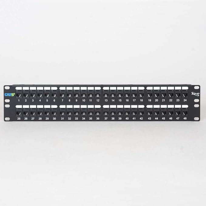 ICC CAT5e Feed-Through Patch Panel, 48 Port, 2U Rackmount, RJ45 Ethernet Patch - Image 3
