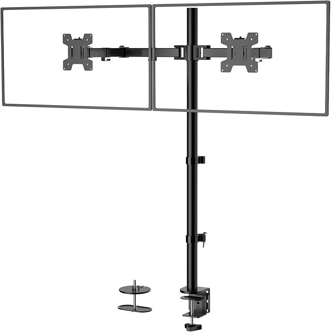 WALI Extra Tall Dual LCD Monitor Fully Adjustable Desk Mount Fits 2 Screens up by WALI