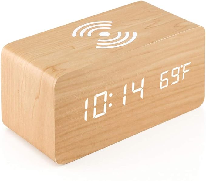 OCT17 Alarm Clock with Qi Wireless Charging Pad Compatible with iPhone Samsung by OCT17