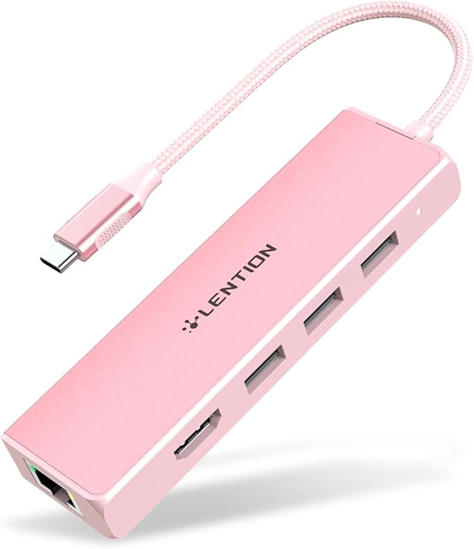 LENTION USB C Hub with Gigabit Ethernet Adapter, 4K HDMI, 3 USB 3.0 Port by LENTION