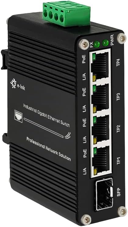Mini Industrial 4 Port 10/100/1000Mbps Gigabit Ethernet POE + Switch by Steloproad