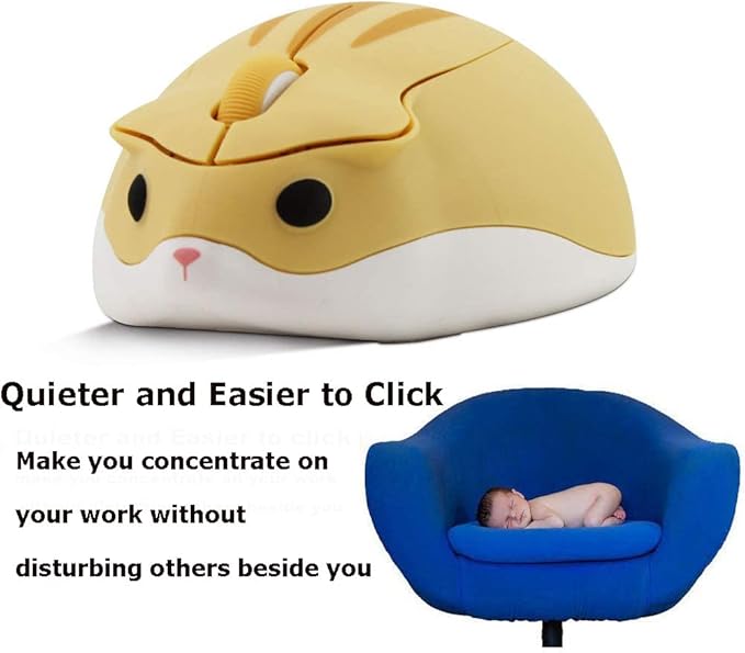 2.4GHz Wireless Mouse Cute Hamster Shape Less Noice Portable Mobile Optical - Image 5