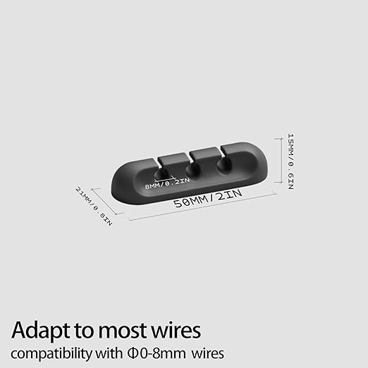 USB Cable Organizer Clips Cord Holder, 12 Packs Black Self Adhesive Desk Cord - Image 2