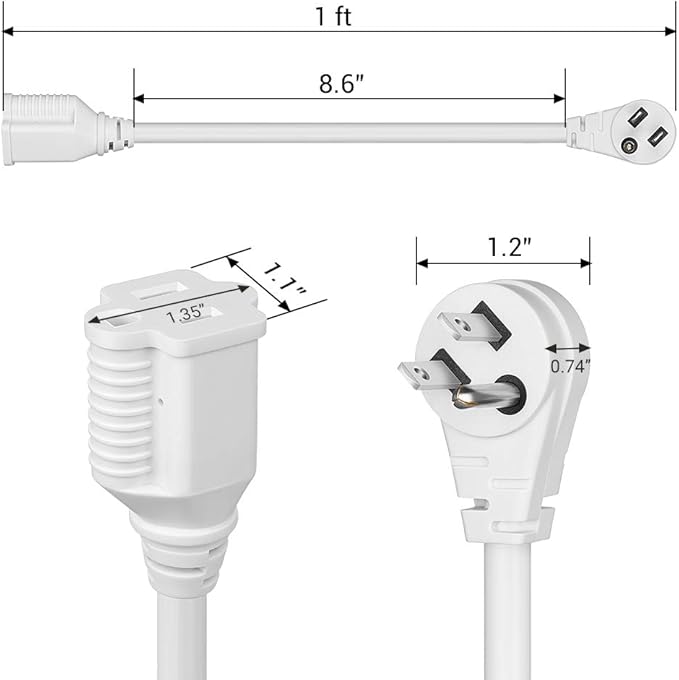 DEWENWILS 1FT Extension Cord Indoor, 14 Gauge Short Flat Plug Extension Cord - Image 8