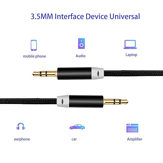 3.5mm Nylon Braided Stereo Audio Cable, 4.9ft/1.5m Male to Male Aux Cord Audio - Image 3