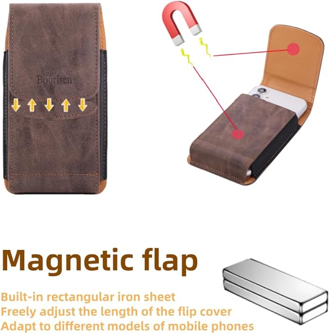 Universal Phone Holster Phone Pouch Case Belt Clip Belt Loops Card Slot Faux - Image 2