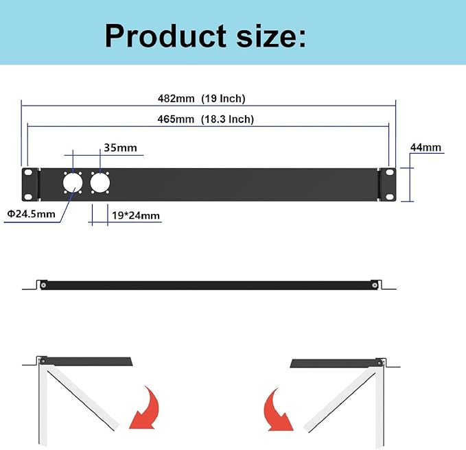 1U Hinged Rack Panel 2D XLR HDMI Audio Rack Mount Panel - Image 2