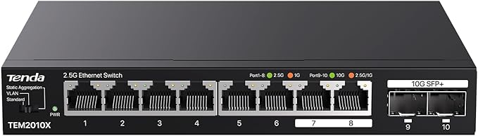 Tenda TEM2010X 8 Port 2.5G Ethernet Switch, Unmanaged 2.5Gb Switch by Tenda
