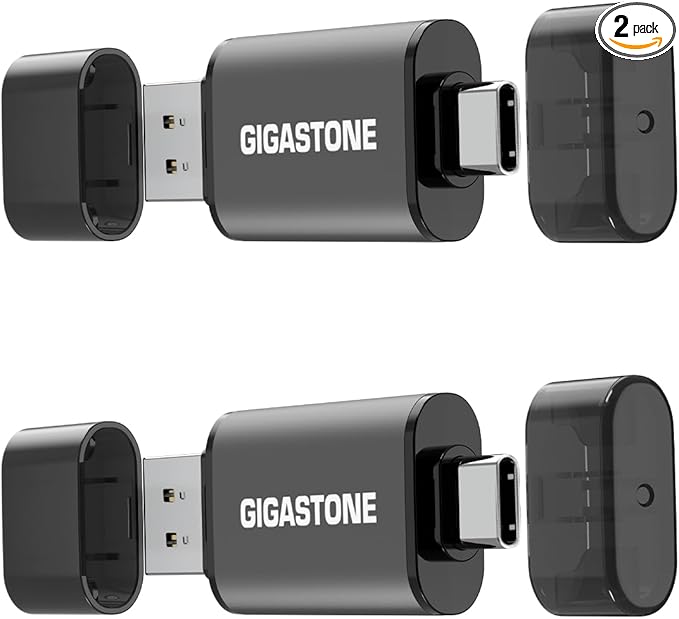 GIGASTONE 64GB Dual Flash Drive Z40 USB 3.2 Gen 1, 2-in-1 Type-A & Type-C by Gigastone