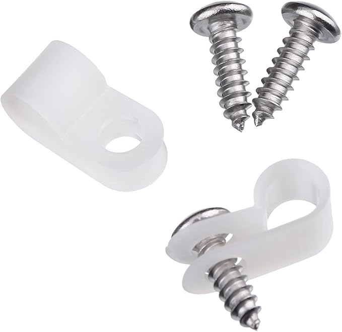Hicarer 50 Pack R-Type Cable Clip Wire Clamp, Nylon Screw Mounting Cord - Image 3