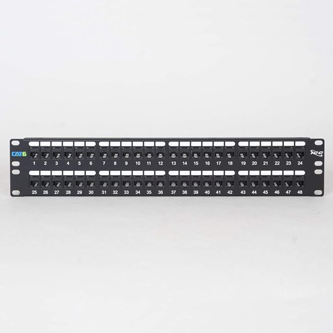 ICC CAT6 Feed-Through Patch Panel, 48 Port, 2U Rackmount, RJ45 Ethernet Patch - Image 3