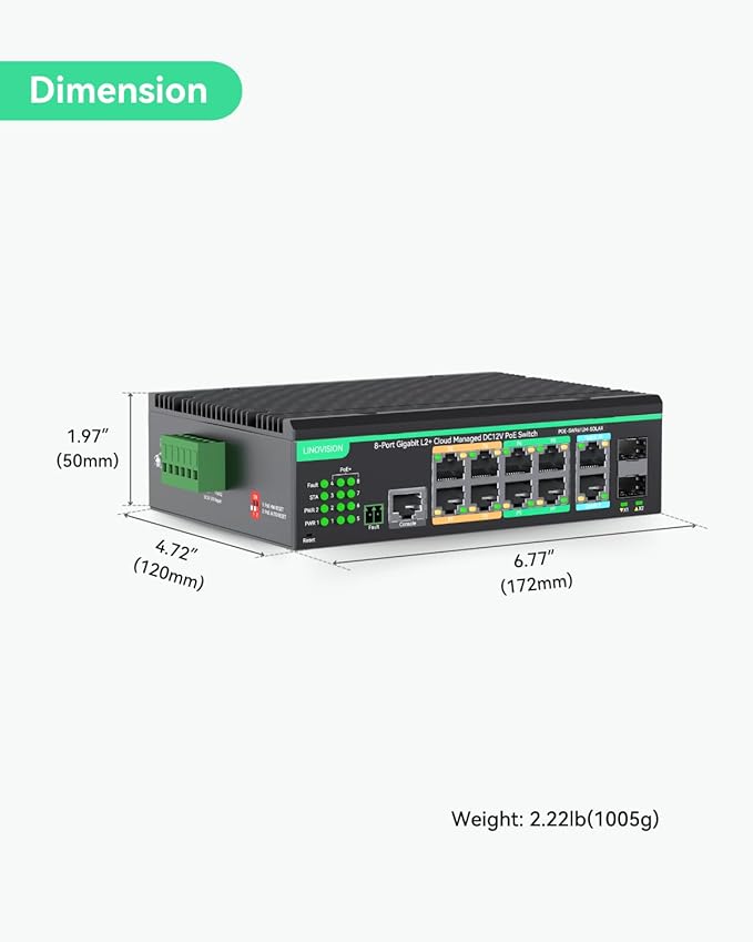 LINOVISION Industrial 12 Ports L2+ Cloud Managed PoE Switch - Image 8