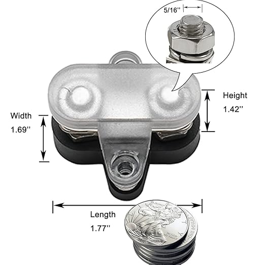 Heart Horse Bus Bar Terminal Block 5/16'' Power Stud Battery Junction Post - Image 3