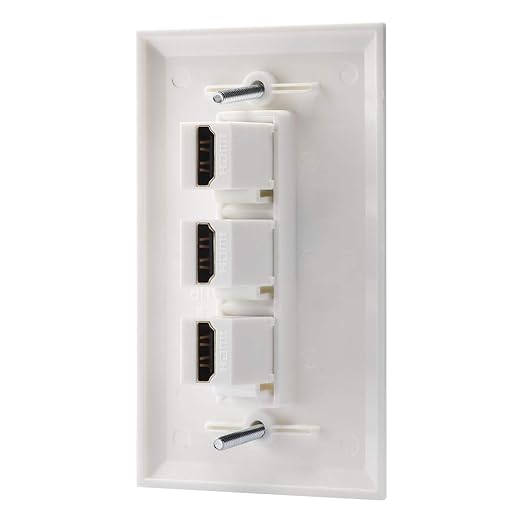 3 Port HDMI Female to Female Wall Plate in White - Image 2