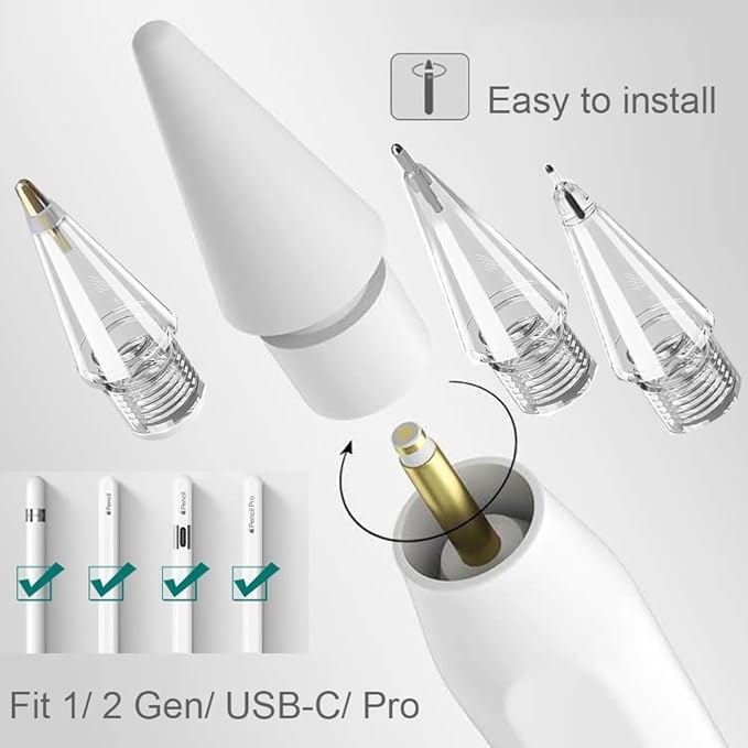 4Pack Replacement Pencil Tips for Apple Pencil Pro, Upgraded Pencil Tips Fit - Image 2