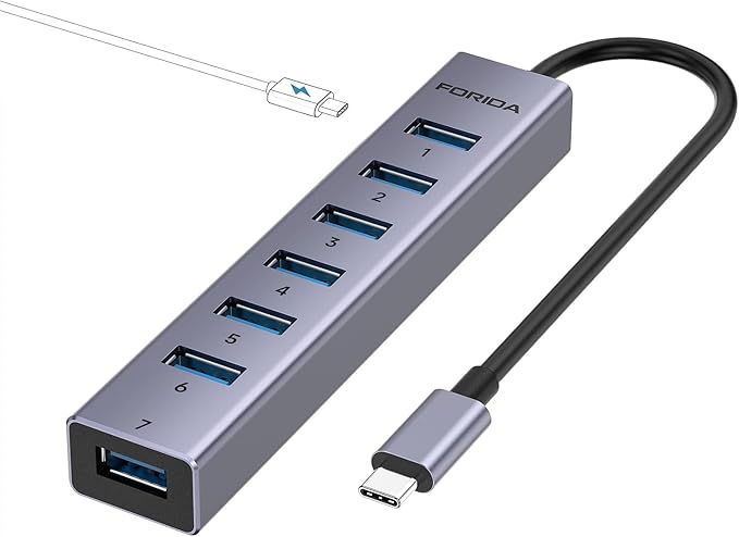 FORIDA USB C Hub-8 Port USB HUB by FORIDA-Besttecforusbhubdockingstation